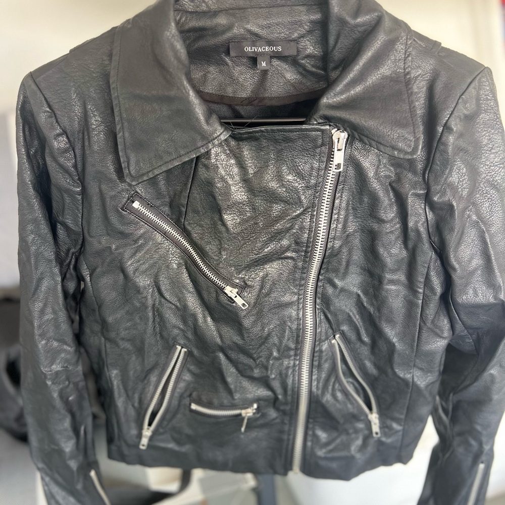 Olivaceous Black Leather Jacket
